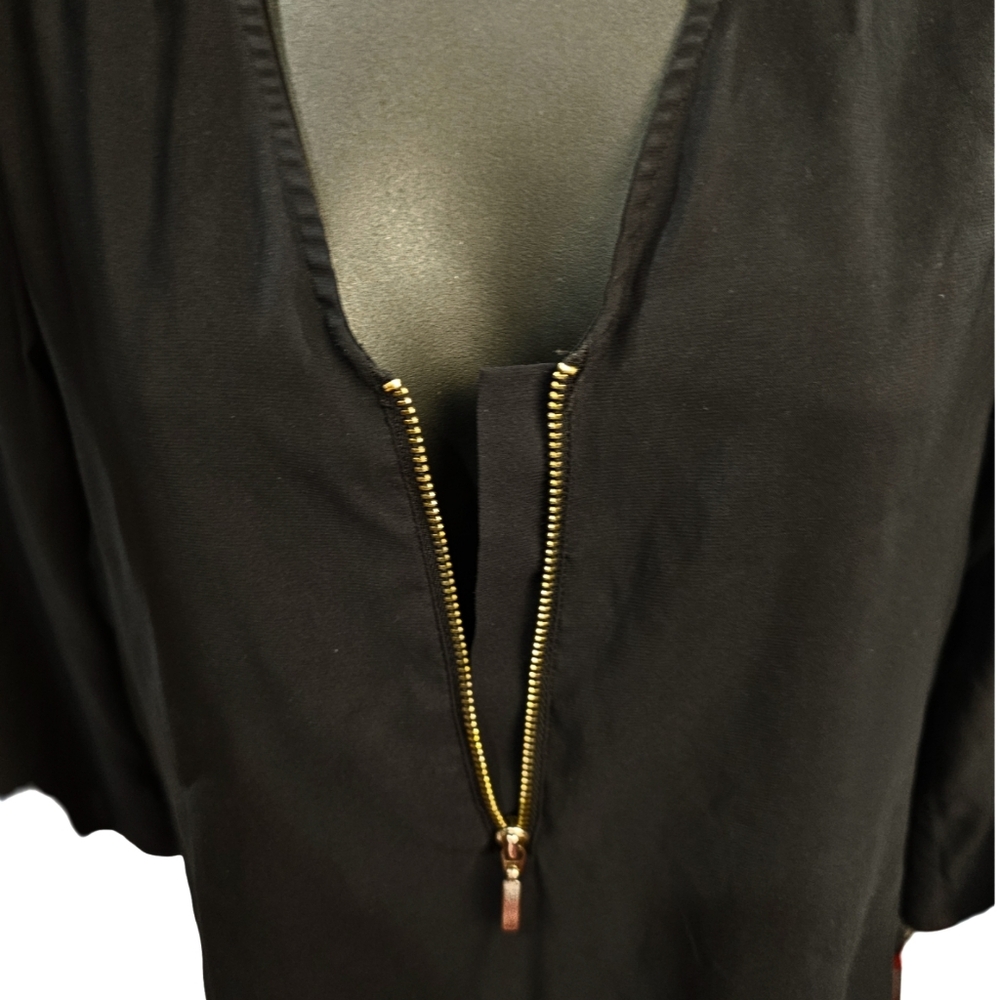 Express Women's Black Dress Shirt with Gold Zipper | Size XS